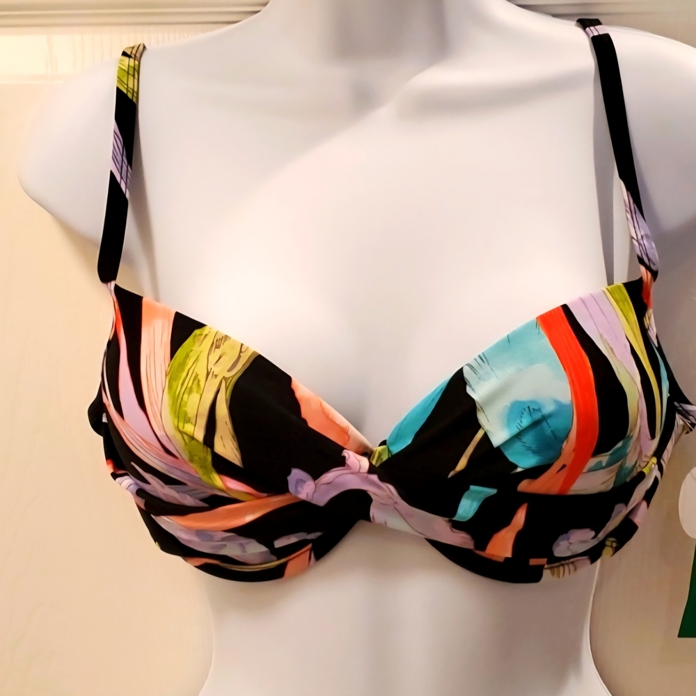 Dip Multicolor Striped Bikini Top